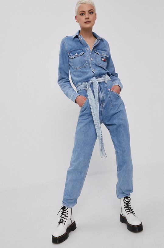 Tommy Jeans Kombinezon jeansowy DW0DW10106.4891 bawełna niebieski DW0DW10106.4891