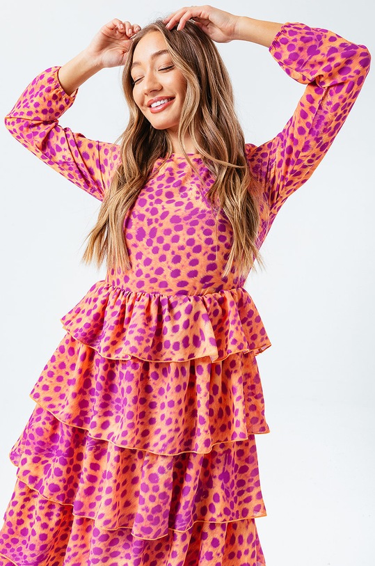 Šaty Hype CHEETAH zvieracia potlač oranžová YWF.243