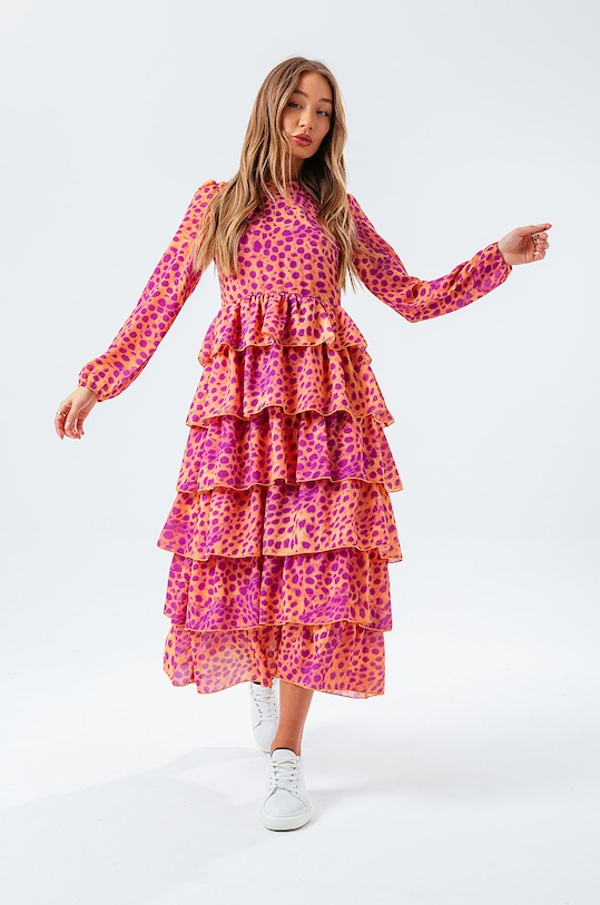Šaty Hype CHEETAH YWF.243 oranžová SS21