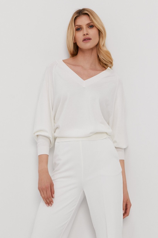 Svetr Liu Jo V výstřih bílá MA1011.MA49I