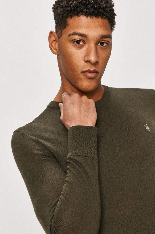 AllSaints - Sweter MODE MERINO CREW zielony MK129D
