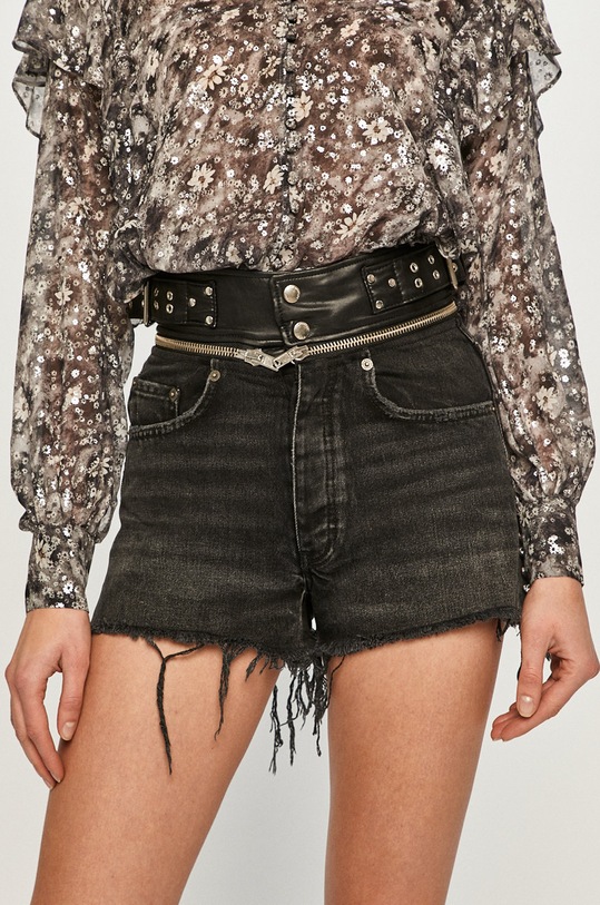 The Kooples - Szorty jeansowe high czarny FSHO22023J