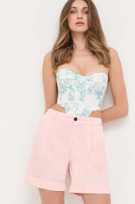 BOSS szorty z elastanem różowy 50447263