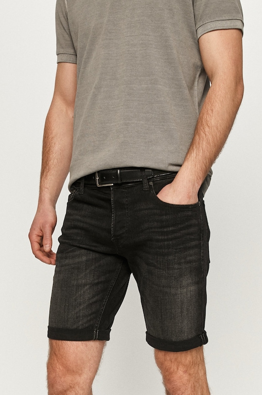 Rifľové krátke nohavice Jack & Jones s elastanom čierna 12170318