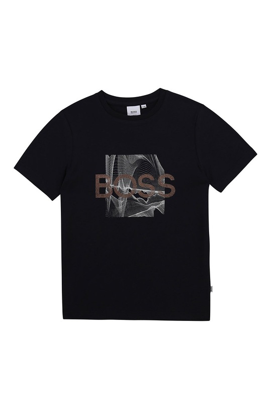 BOSS - T-shirt dziecięcy J25L02.114.150 nadruk granatowy J25L02.114.150