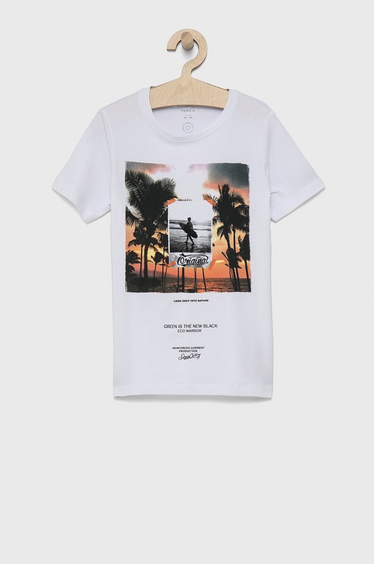 Name it T-shirt dziecięcy z elastanem biały 13190362