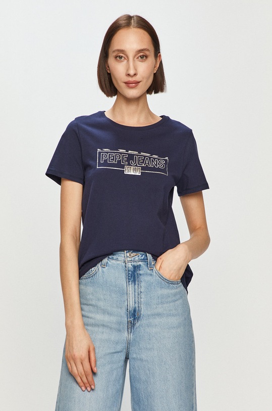 Pepe Jeans - T-shirt Betty nadruk granatowy PL504815.583