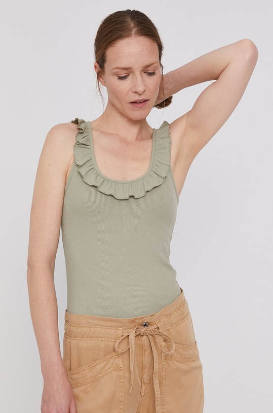 Pepe Jeans Top Dorina z elastanem zielony PL504850.701
