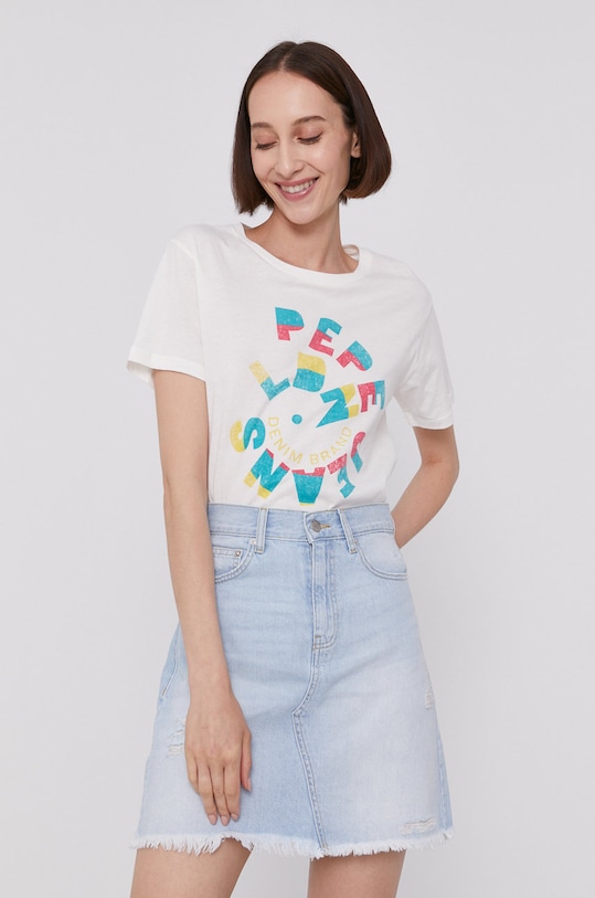 Pepe Jeans T-shirt DREE nadruk beżowy PL504852.803