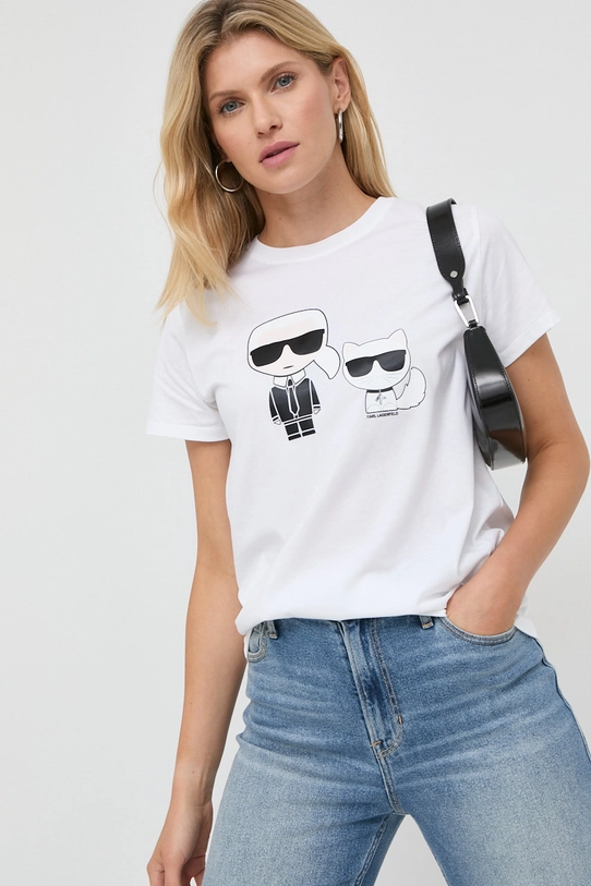 Karl Lagerfeld - T-shirt 210W1724 nadruk biały 210W1724