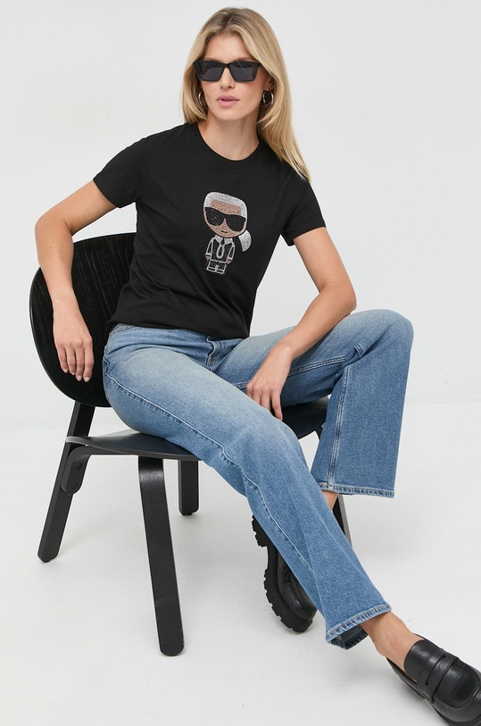 Karl Lagerfeld Tričko 210W1726 černá SS21