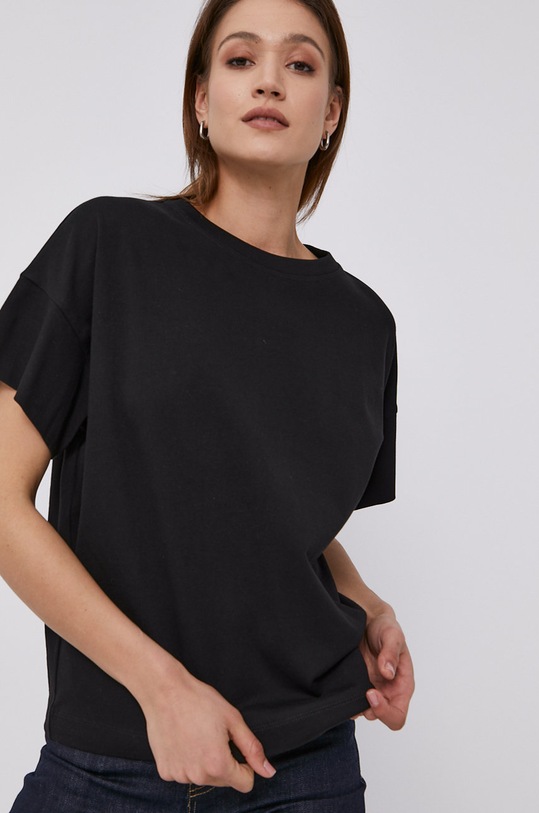 Karl Lagerfeld T-shirt 211W1700 bawełna czarny 211W1700