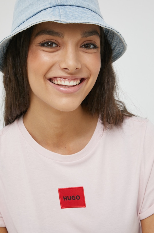 Bavlněné tričko HUGO růžová 50456008