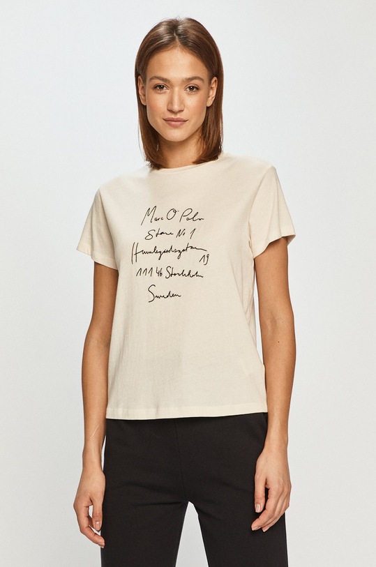 Marc O'Polo - Tričko bavlna béžová 102210051169