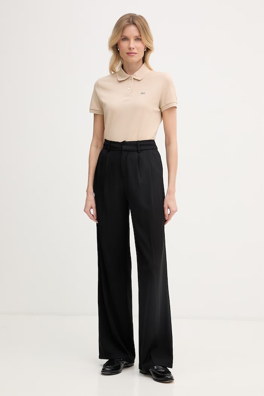 Lacoste polo bawełniane damskie PF7839 beżowy SS26