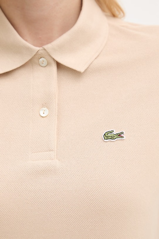 Lacoste polo bawełniane damskie PF7839 beżowy