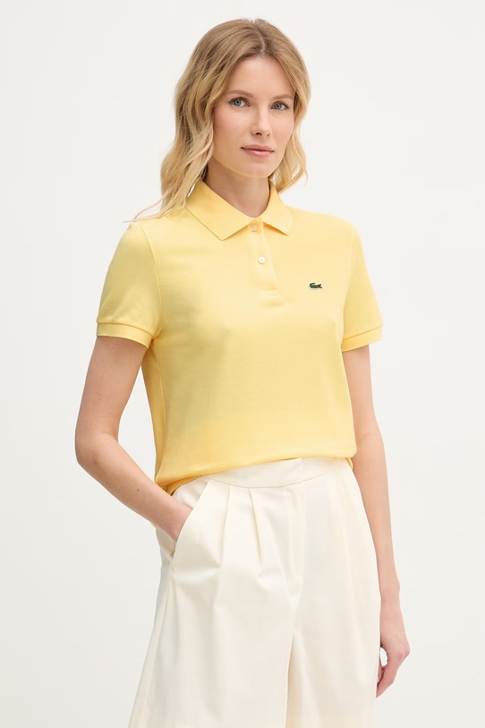 Lacoste polo bawełniane damskie żółty PF7839