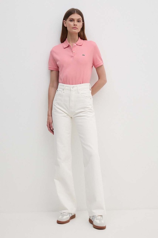 Bavlněné tričko Lacoste PF7839 růžová AW24