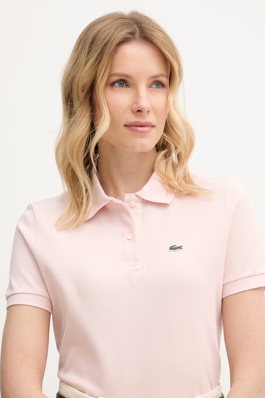 Lacoste polo bawełniane damskie różowy PF7839