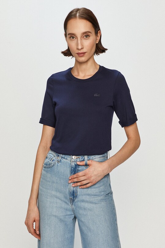 Lacoste tricou din bumbac uni bleumarin TF9424