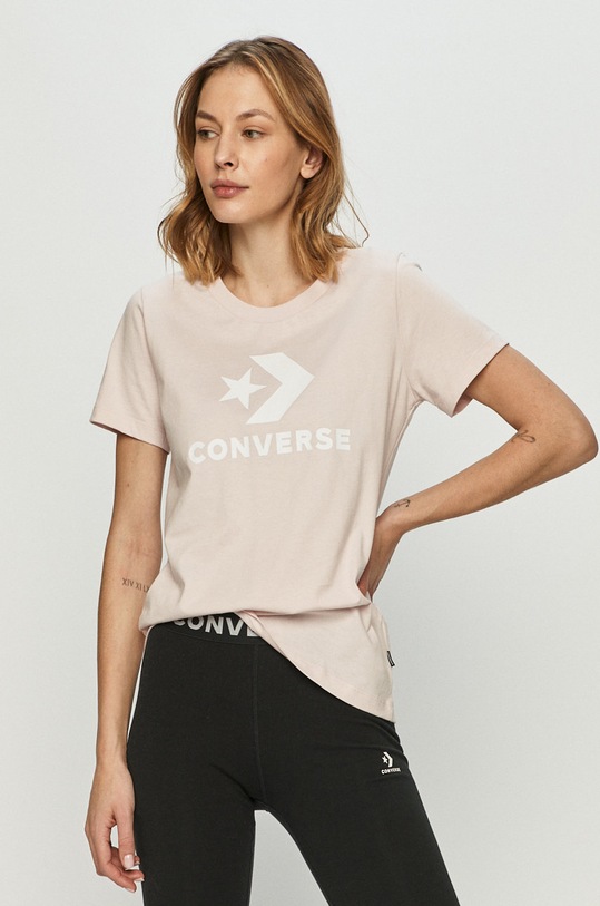 Converse - T-shirt nadruk różowy 10018569.A09