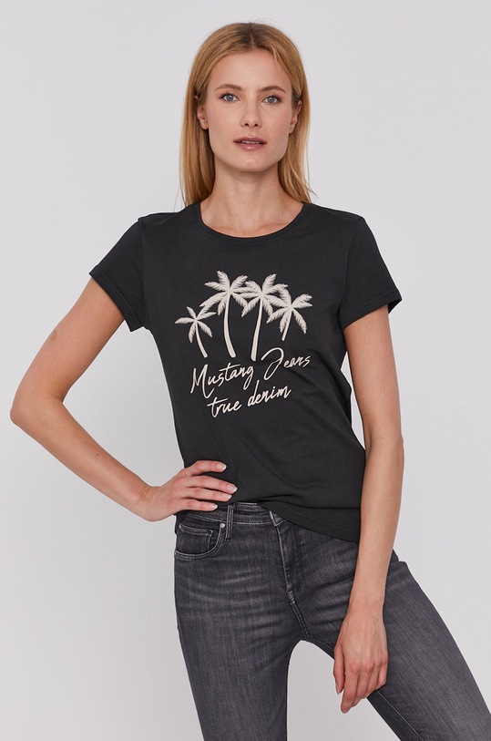 Mustang T-shirt nadruk czarny 1011253.4132