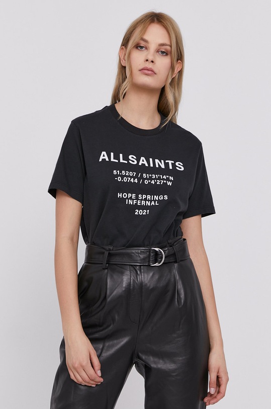 Tričko AllSaints bavlna čierna WG609U