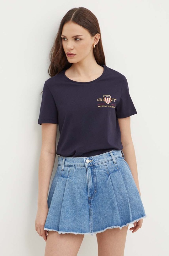 Gant t-shirt bawełniany regular granatowy 4200417