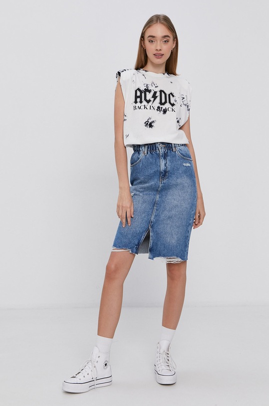 Tally Weijl pamut póló SSLCOACDC fehér SS21