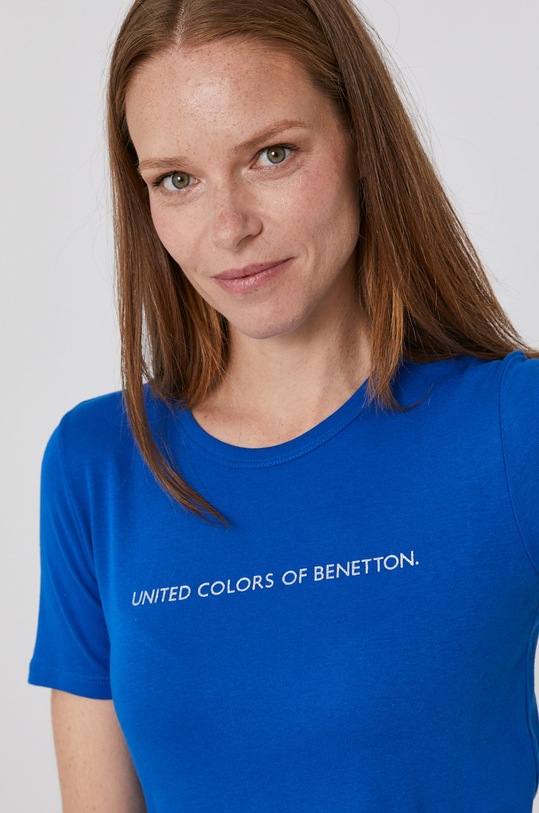 United Colors of Benetton T-shirt bawełniany bawełna niebieski 3GA2E16A2.36U