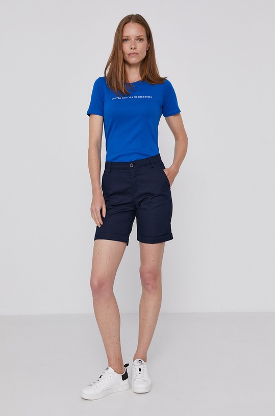 United Colors of Benetton T-shirt bawełniany 3GA2E16A2.36U niebieski SS21