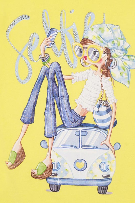 Dziewczynka Mayoral - T-shirt dziecięcy 3013.6E.MINI żółty