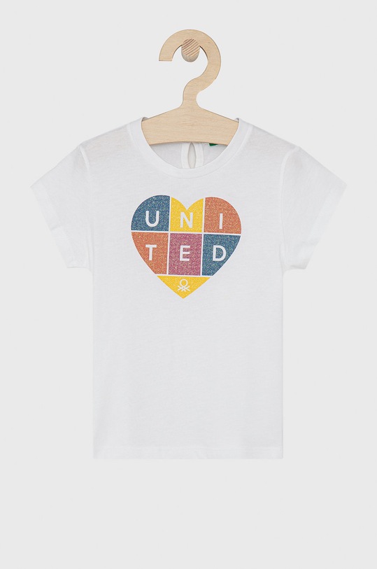 Dětské bavlněné tričko United Colors of Benetton kulatý bílá 3I1XC1527