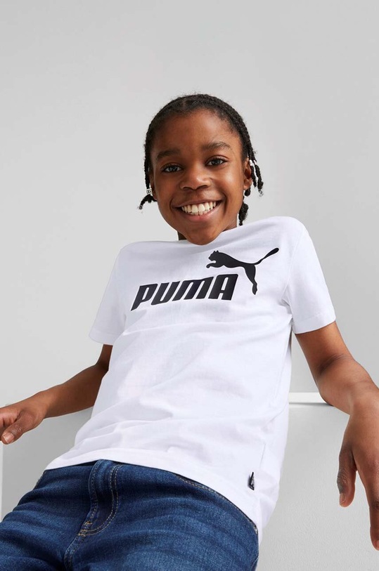 Puma tricou de bumbac pentru copii print alb 586960