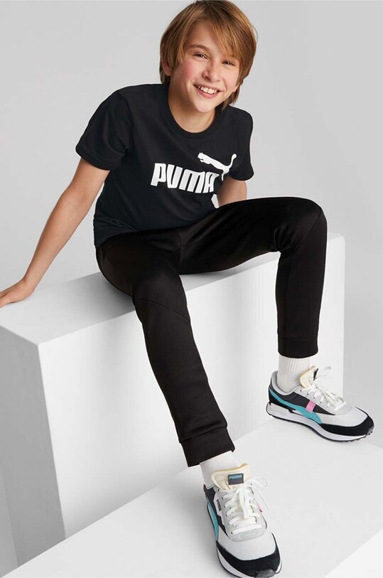 Puma tricou de bumbac pentru copii print negru 586960