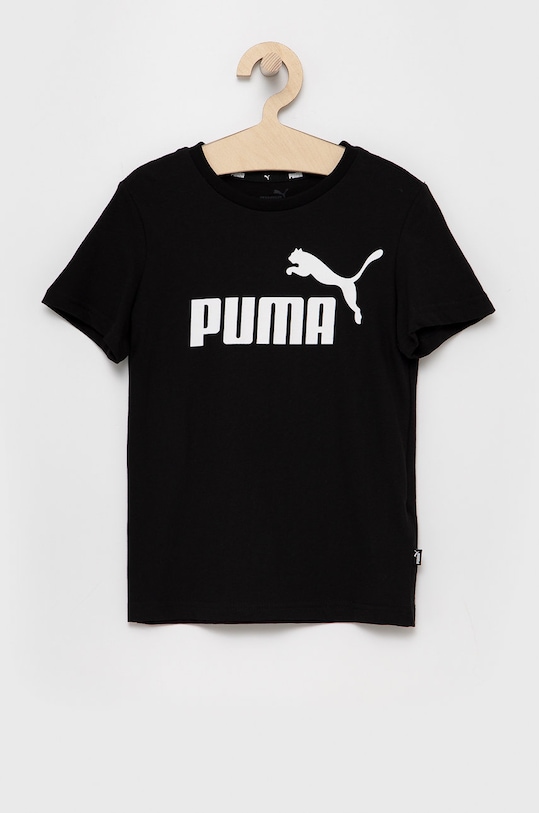 Puma t-shirt bawełniany dziecięcy 586960 czarny AW24