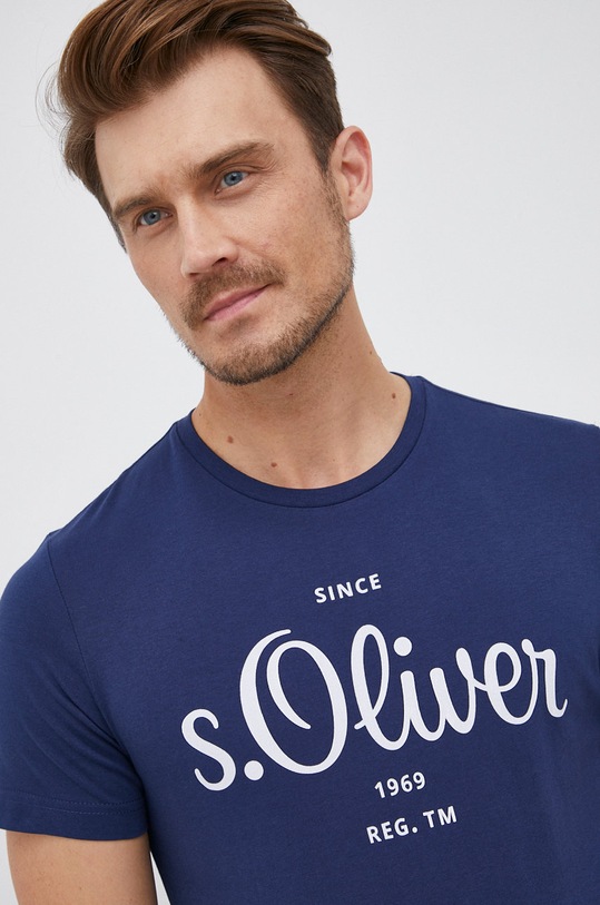 T-shirt bawełniany 2057432 niebieski