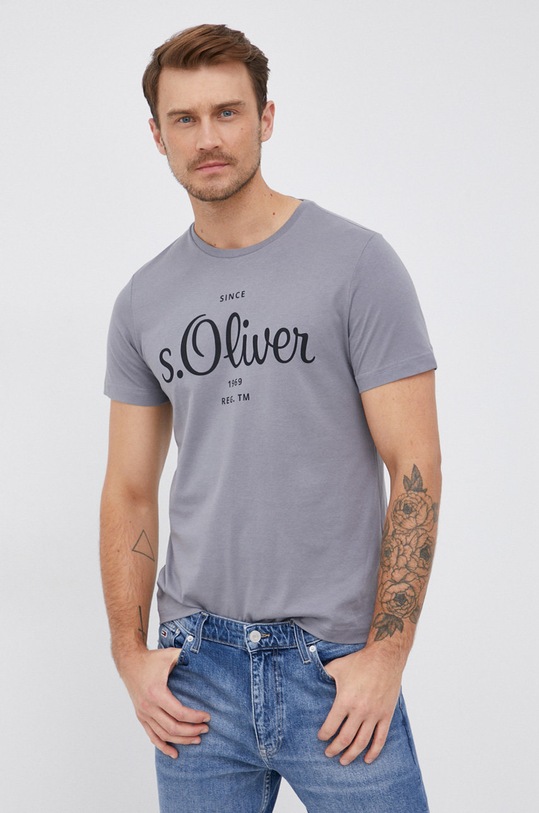 T-shirt bawełniany bawełna szary 2057432