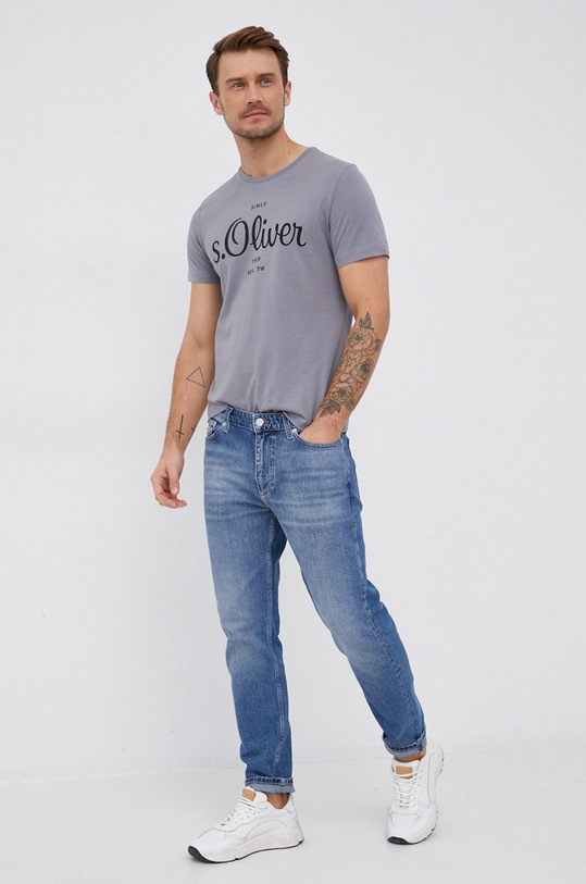 T-shirt bawełniany 2057432 szary AA00