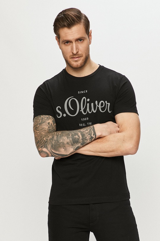 T-shirt bawełniany bawełna czarny 2057432