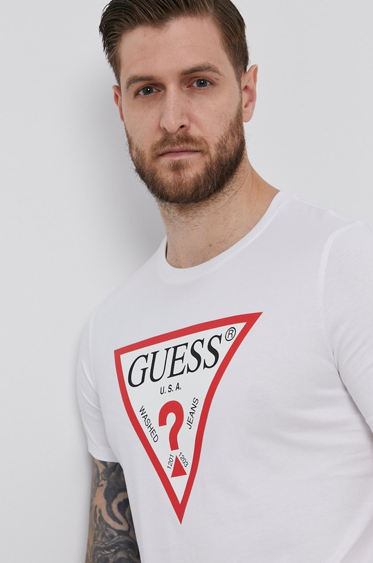 Guess - Tričko kulatý bílá M1RI71.I3Z11