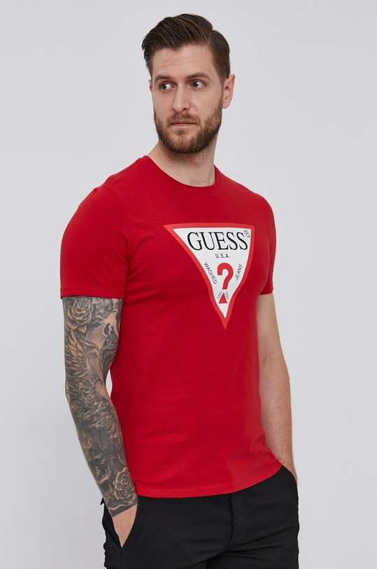 Guess - T-shirt M1RI71.I3Z11 nadruk czerwony M1RI71.I3Z11