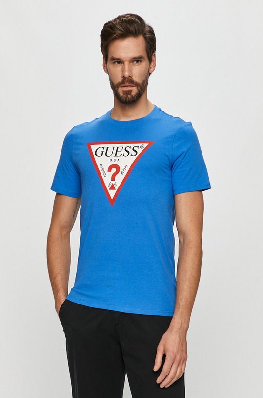 Guess - Tričko kulatý modrá M1RI71.I3Z11