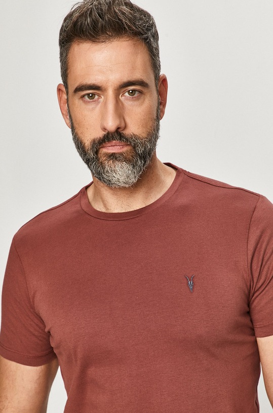 AllSaints - Tricou uni burgundia MD196S