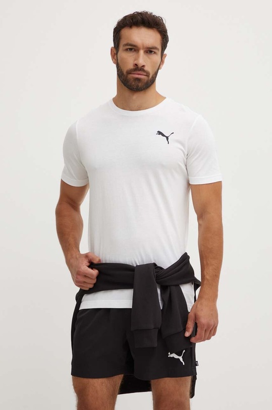 Bavlněné tričko Puma kulatý bílá 586668