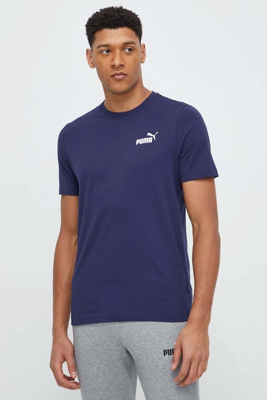 Puma tricou din bumbac uni bleumarin 586668