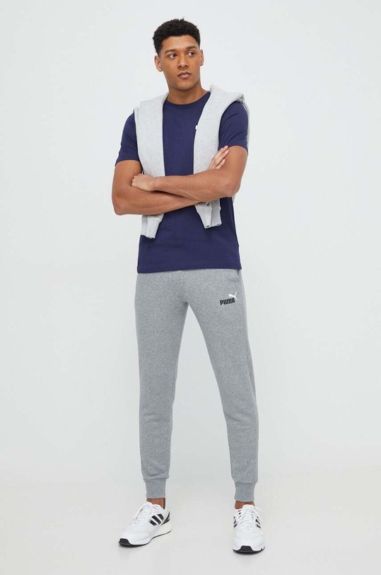 Бавовняна футболка Puma 586668 темно-синій AW24