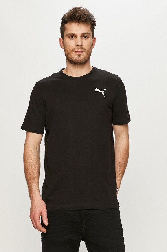 Puma t-shirt bawełniany 586668 czarny AW24