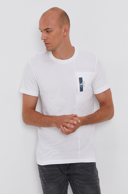 Calvin Klein Jeans T-shirt bawełniany J30J317076.4891 biały J30J317076.4891