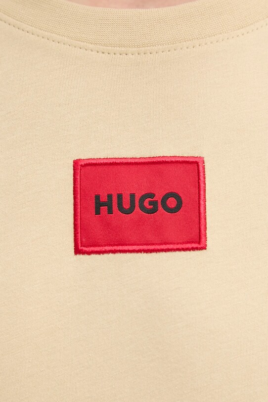 Хлопковая футболка HUGO 50447978 бежевый